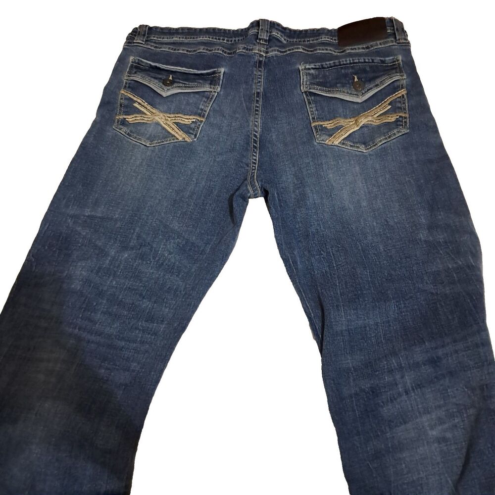 TK Axel Men’s Slim Boot Jeans 40x30 Medium Wash Blue Flap Pocket Denim Stretch